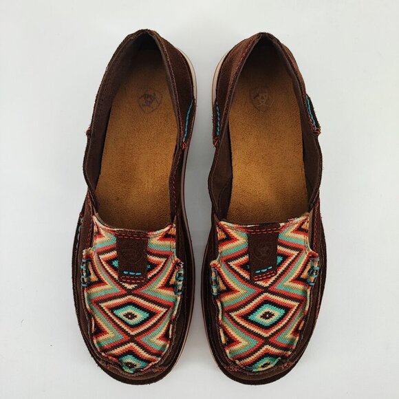 Ariat Woman's Cruiser Palm Brown Serape Leather Slip On Shoes Size 7 - Picture 4 of 8